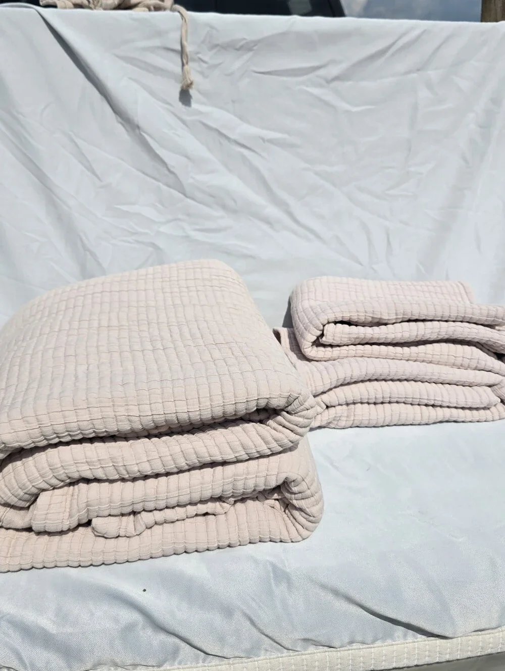 Quince King Ribbed Organic Cotton Coverlet Sham Set SAND DISCONTINUED COLOR